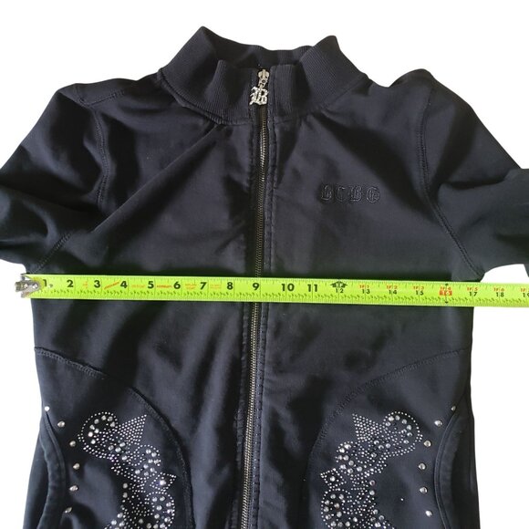 BCBG Maxazria Womens Y2K Black‎ Rhinestone Studded Track Jacket Size M Bling - Picture 12 of 12
